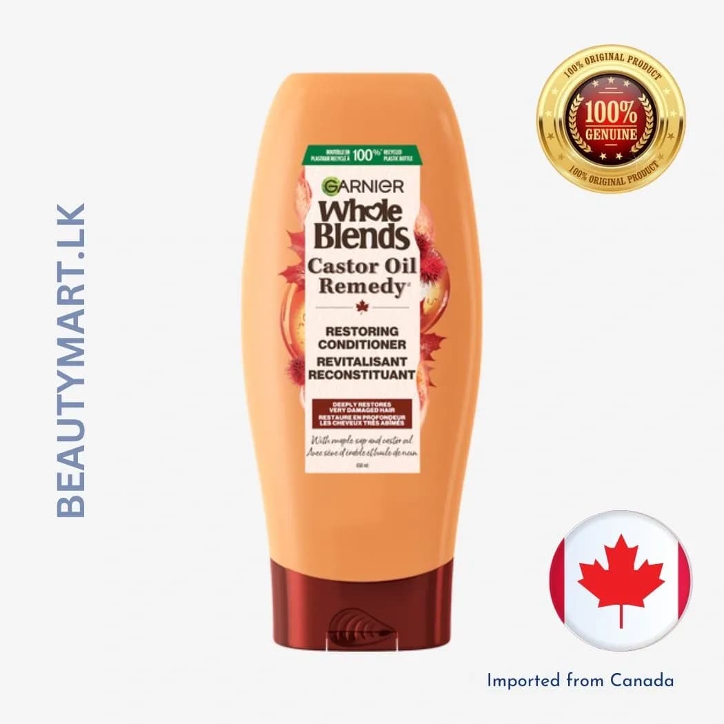 Garnier Whole Blends Castor Oil Castor Oil Remedy Conditioner, 370 mL
